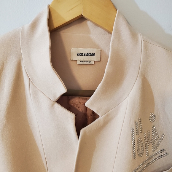 Zadig & Voltaire Very Love Strass Blazer With Rhinestones - Pale Pink Size EU 40 - Picture 9 of 13